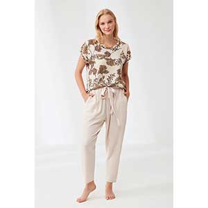 Pyjama Women's Short Sleeve Long Pants Penye Mood