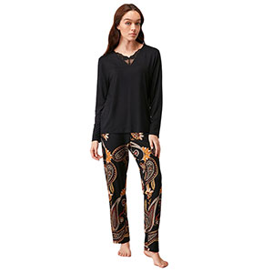 Women's Pyjama With Long Sleeves & Long Pants Penye Mood