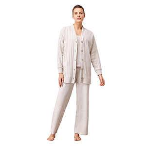 Women's Pyjama+Cardigan With Long Sleeves & Long Pants Penye Mood