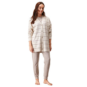 Women's Pyjama+Cardigan With Long Sleeves & Long Pants Penye Mood