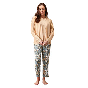 Women's Pyjama+Cardigan With Long Sleeves & Long Pants Penye Mood