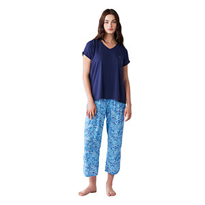 Pyjama Women's Short Sleeve Long Pants Penye Mood