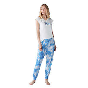 Pyjama Women's Short Sleeve Long Pants Penye Mood