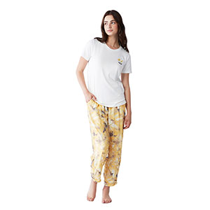 Pyjama Women's Short Sleeve Long Pants Penye Mood