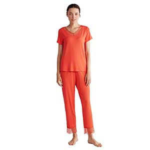 Pyjama Women's Short Sleeve Long Pants Penye Mood