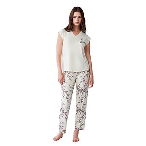 Pyjama Women's Short Sleeve Long Pants Penye Mood