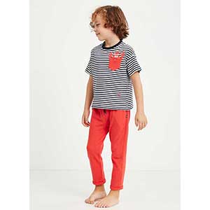 Boy's Pyzama With Short Sleeves & Long Pants Nautica