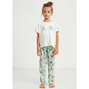 Girl's Pyzama With Short Sleeves & Long Pants Nautica