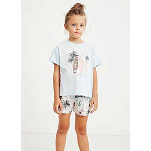 Girl's Pyzama set With Sleeves & Short Pants Nautica