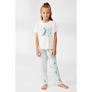 Kid's Pyjama for Girls Short Sleeve Long Pants Nautica