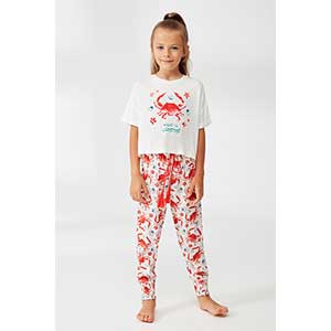 Kid's Pyjama for Girls Short Sleeve Long Pants Nautica