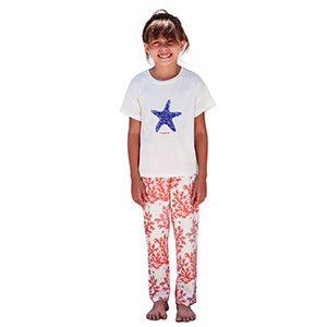 Kid's Pyjama for Girls Short Sleeve Long Pants Nautica