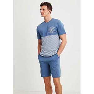 Men's Pyzama With Short Sleeves & Short Pants Nautica