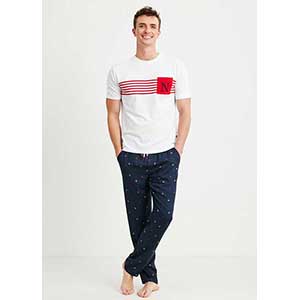 Men's Pyzama With Short Sleeves & Long Pants Nautica