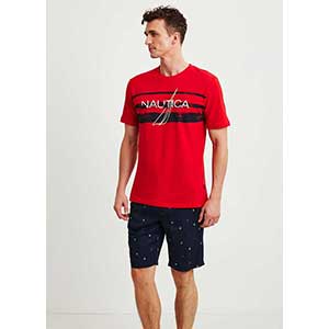 Men's Pyzama With Short Sleeves & Short Pants Nautica