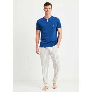 Men's Pyzama With Short Sleeves & Long Pants Nautica