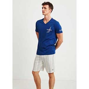 Men's Pyzama With Short Sleeves & Short Pants Nautica