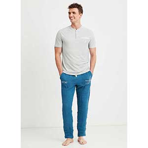 Men's Pyzama With Short Sleeves & Long Pants Nautica