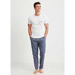 Men's Pyzama With Short Sleeves & Long Pants Nautica