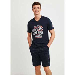 Men's Pyzama With Short Sleeves & Short Pants Nautica