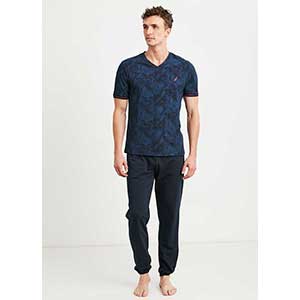 Men's Pyzama With Short Sleeves & Long Pants Nautica