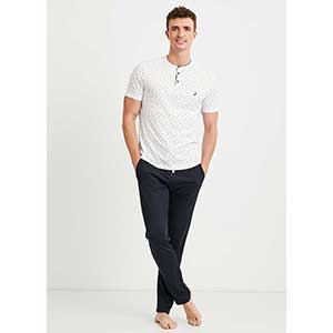 Men's Pyzama With Short Sleeves & Long Pants Nautica