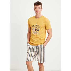 Men's Pyzama With Short Sleeves & Short Pants Nautica