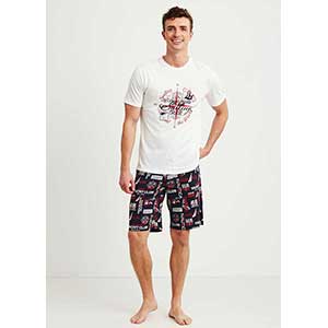 Men's Pyzama With Short Sleeves & Short Pants Nautica