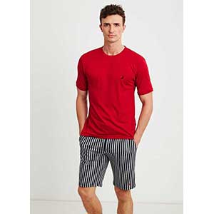 Men's Pyzama With Short Sleeves & Short Pants Nautica