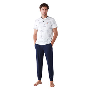 Pyjama Men's Short Sleeve Long Pants Nautica