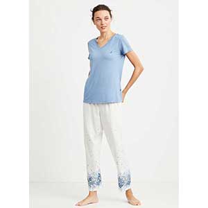 Women's Pyzama With Short Sleeves & Long Pants Nautica