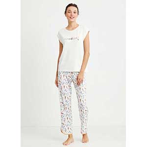 Women's Pyzama With Short Sleeves & Long Pants Nautica