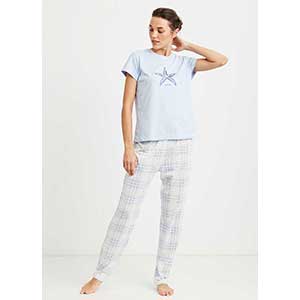 Women's Pyzama With Short Sleeves & Long Pants Nautica