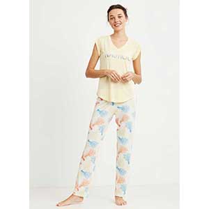 Women's Pyzama With Short Sleeves & Long Pants Nautica