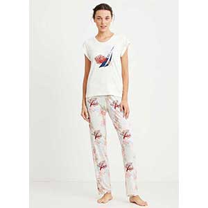 Women's Pyzama With Short Sleeves & Long Pants Nautica